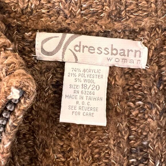 Vintage 90s Women’s Chunky Cardigan Grandpa Sweater DRESSBARN Patchwork Sz 18/20 - Picture 4 of 6